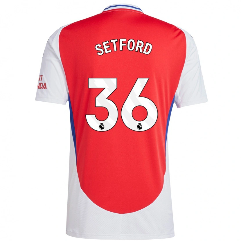 Danxen Mænd Tommy Setford #36 Rød Hvid Hjemmebane Spillertrøjer 2024/25 Trøje T-Shirt