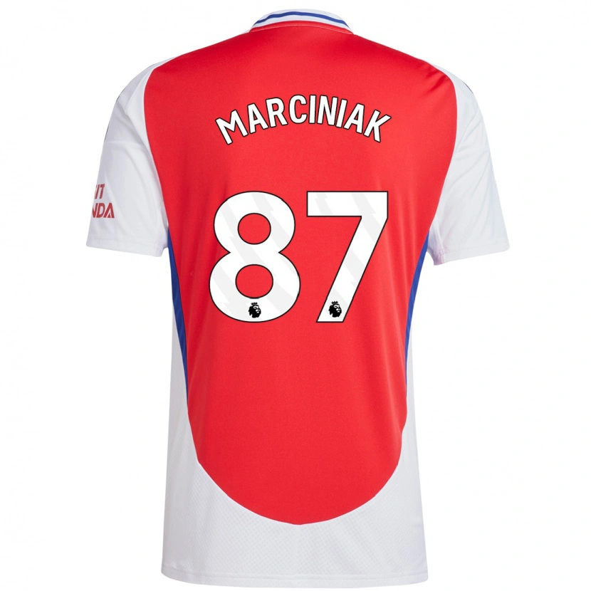 Danxen Mænd Alex Marciniak #87 Rød Hvid Hjemmebane Spillertrøjer 2024/25 Trøje T-Shirt