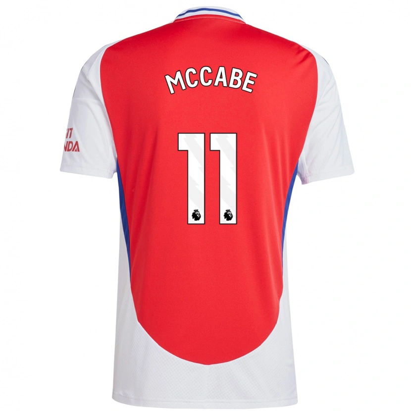 Danxen Mænd Katie Mccabe #11 Rød Hvid Hjemmebane Spillertrøjer 2024/25 Trøje T-Shirt