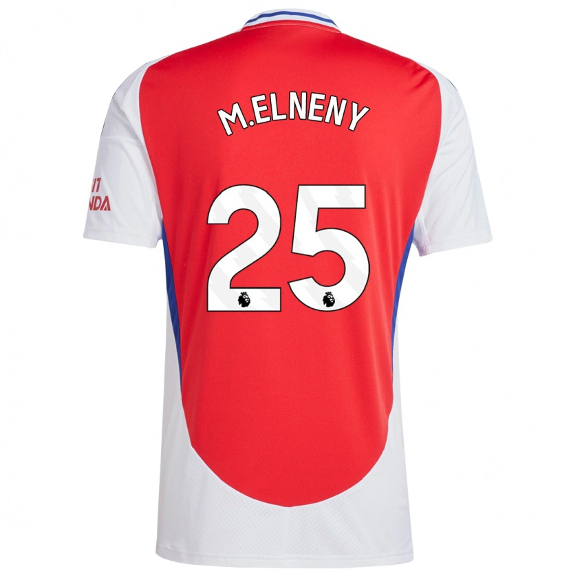 Danxen Mænd Mohamed Elneny #25 Rød Hvid Hjemmebane Spillertrøjer 2024/25 Trøje T-Shirt