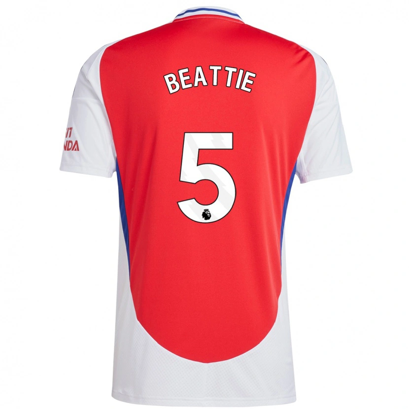Danxen Mænd Jen Beattie #5 Rød Hvid Hjemmebane Spillertrøjer 2024/25 Trøje T-Shirt