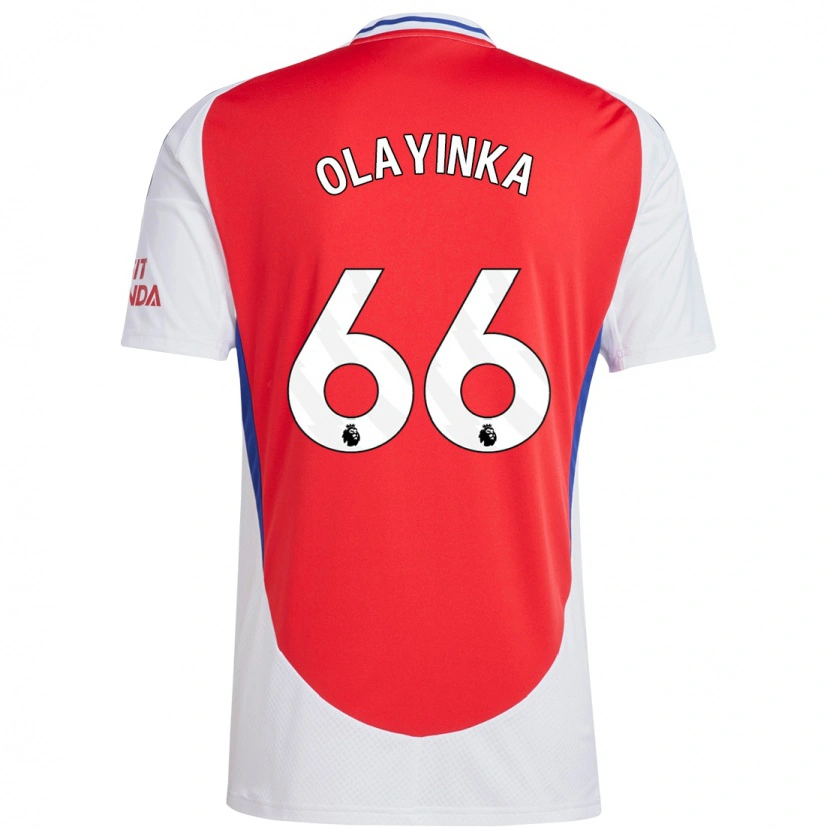 Danxen Mænd James Olayinka #66 Rød Hvid Hjemmebane Spillertrøjer 2024/25 Trøje T-Shirt