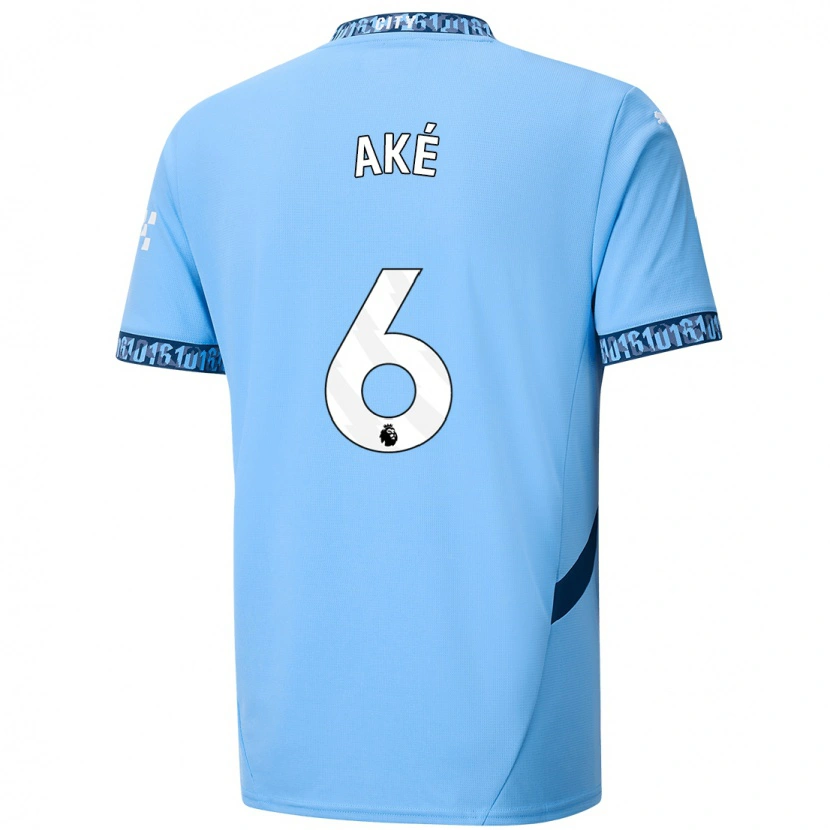 Danxen Mænd Nathan Aké #6 Marineblå Hjemmebane Spillertrøjer 2024/25 Trøje T-Shirt