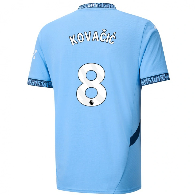 Danxen Mænd Mateo Kovacic #8 Marineblå Hjemmebane Spillertrøjer 2024/25 Trøje T-Shirt