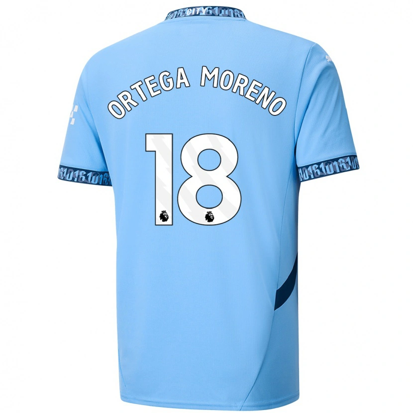 Danxen Mænd Stefan Ortega #18 Marineblå Hjemmebane Spillertrøjer 2024/25 Trøje T-Shirt