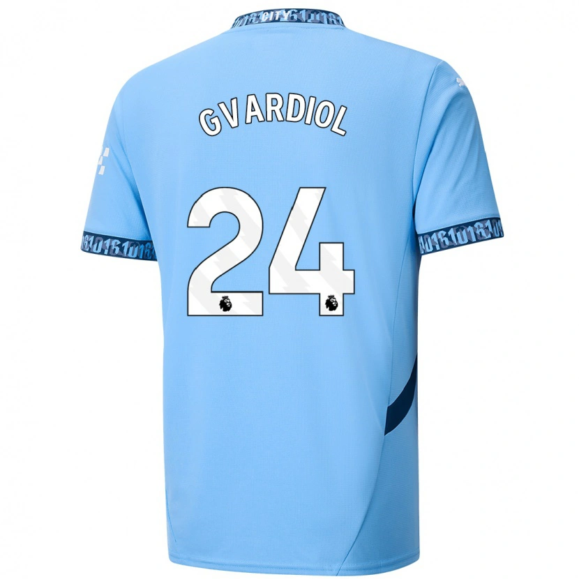 Danxen Mænd Josko Gvardiol #24 Marineblå Hjemmebane Spillertrøjer 2024/25 Trøje T-Shirt