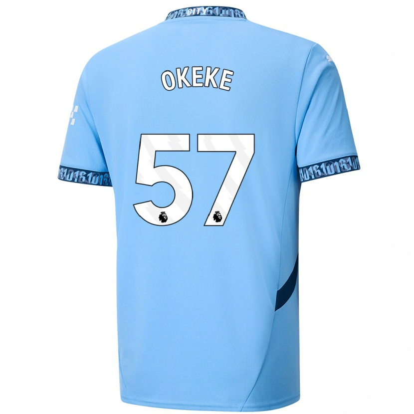 Danxen Mænd Michael Okeke #57 Marineblå Hjemmebane Spillertrøjer 2024/25 Trøje T-Shirt