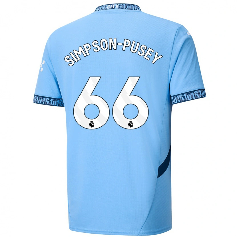Danxen Mænd Jahmai Simpson-Pusey #66 Marineblå Hjemmebane Spillertrøjer 2024/25 Trøje T-Shirt