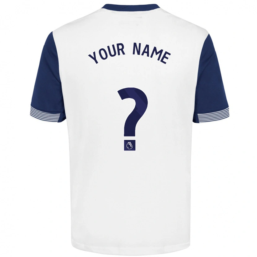 Danxen Mænd Dit Navn #0 Hvid Blå Hjemmebane Spillertrøjer 2024/25 Trøje T-Shirt