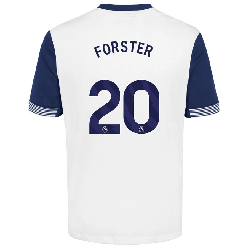 Danxen Mænd Fraser Forster #20 Hvid Blå Hjemmebane Spillertrøjer 2024/25 Trøje T-Shirt