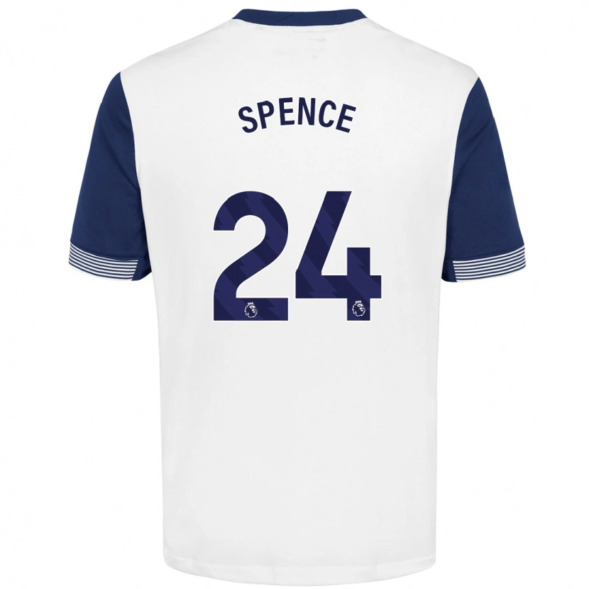 Danxen Mænd Djed Spence #24 Hvid Blå Hjemmebane Spillertrøjer 2024/25 Trøje T-Shirt