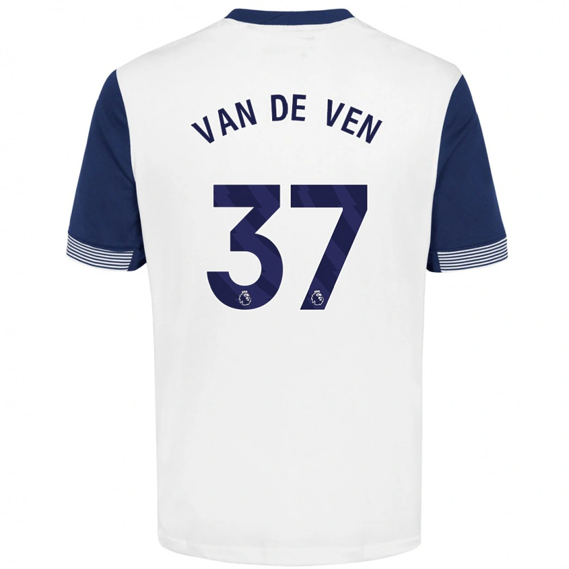 Danxen Mænd Micky Van De Ven #37 Hvid Blå Hjemmebane Spillertrøjer 2024/25 Trøje T-Shirt