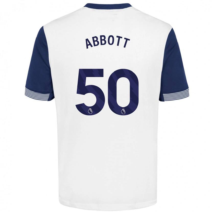 Danxen Mænd George Abbott #50 Hvid Blå Hjemmebane Spillertrøjer 2024/25 Trøje T-Shirt