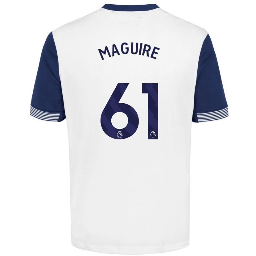 Danxen Mænd Aaron Maguire #61 Hvid Blå Hjemmebane Spillertrøjer 2024/25 Trøje T-Shirt