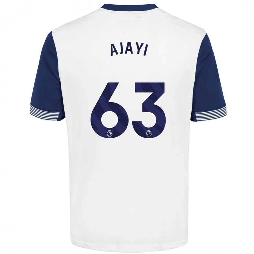 Danxen Mænd Damola Ajayi #63 Hvid Blå Hjemmebane Spillertrøjer 2024/25 Trøje T-Shirt