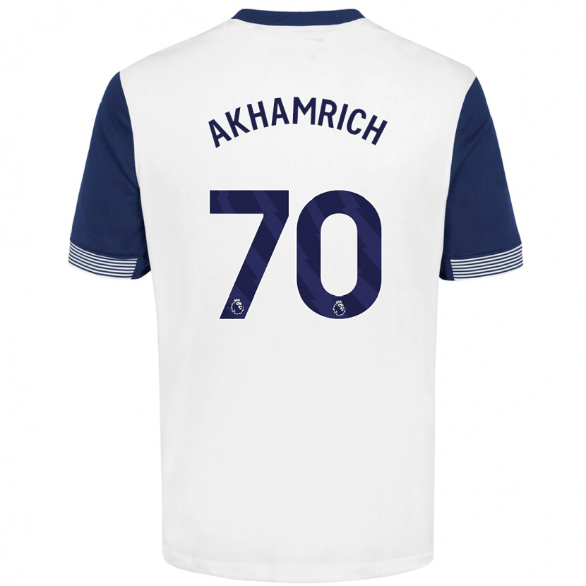 Danxen Mænd Yusuf Akhamrich #70 Hvid Blå Hjemmebane Spillertrøjer 2024/25 Trøje T-Shirt