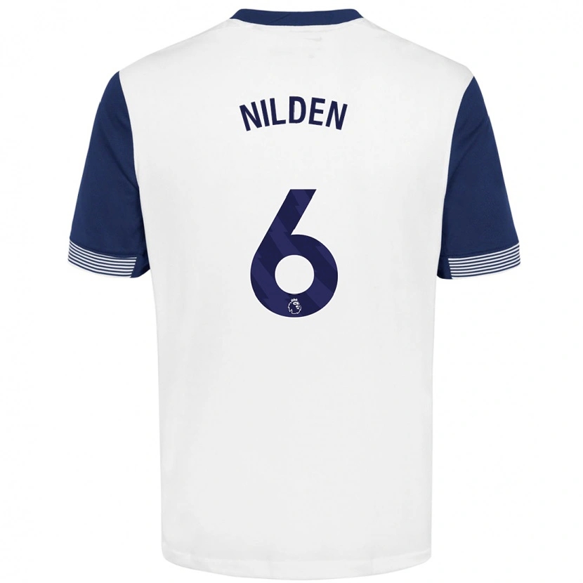 Danxen Mænd Amanda Nildén #6 Hvid Blå Hjemmebane Spillertrøjer 2024/25 Trøje T-Shirt