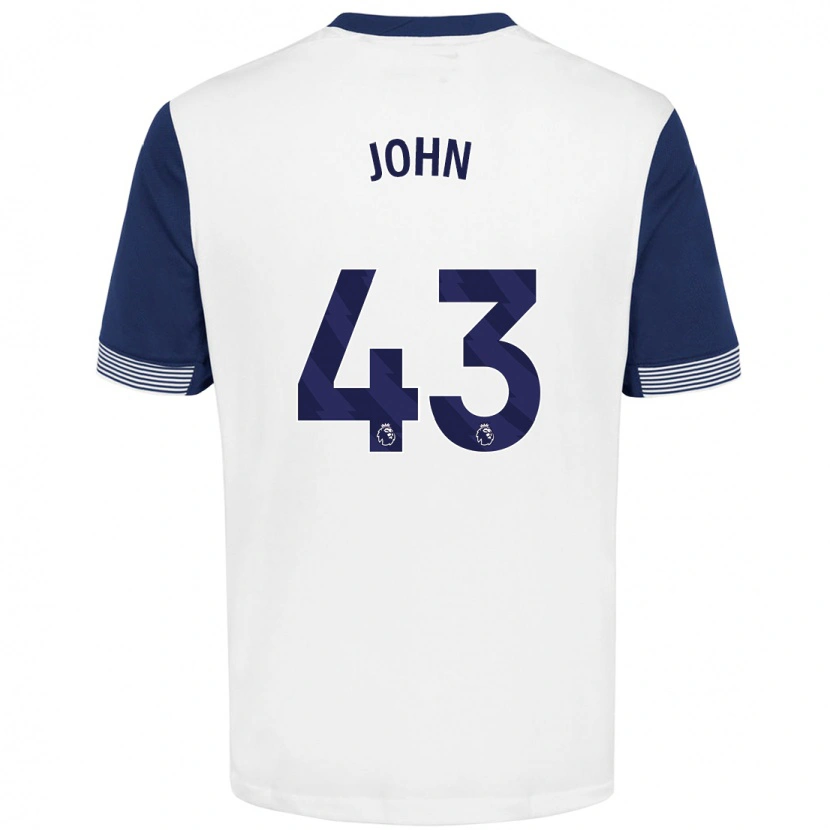 Danxen Mænd Nile John #43 Hvid Blå Hjemmebane Spillertrøjer 2024/25 Trøje T-Shirt