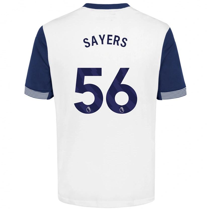 Danxen Mænd Charlie Sayers #56 Hvid Blå Hjemmebane Spillertrøjer 2024/25 Trøje T-Shirt