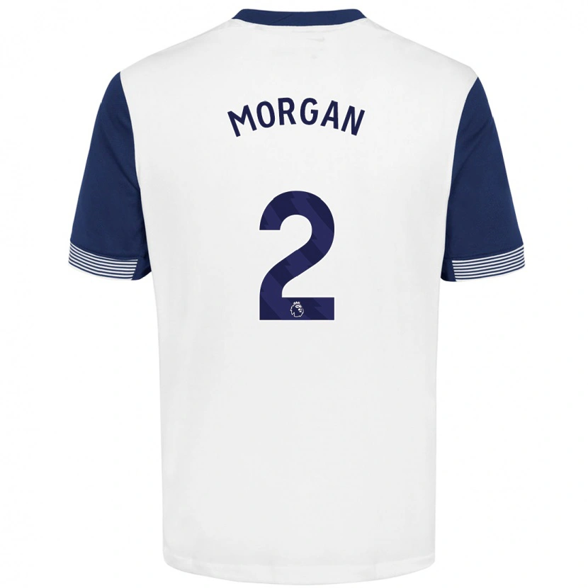 Danxen Mænd Esther Morgan #2 Hvid Blå Hjemmebane Spillertrøjer 2024/25 Trøje T-Shirt