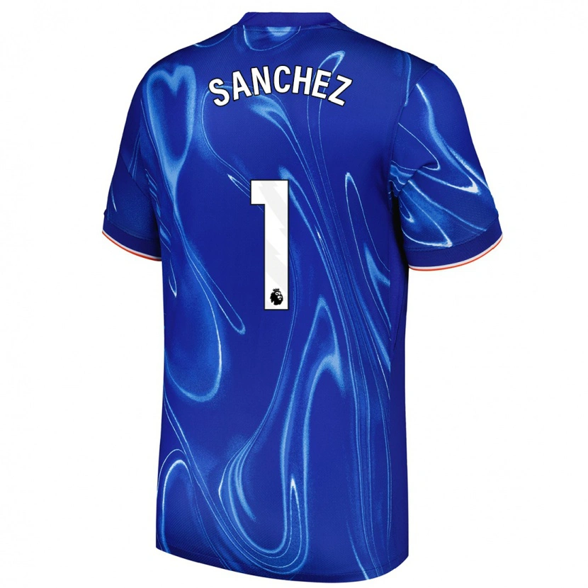 Danxen Mænd Robert Sánchez #1 Blå Hvid Hjemmebane Spillertrøjer 2024/25 Trøje T-Shirt