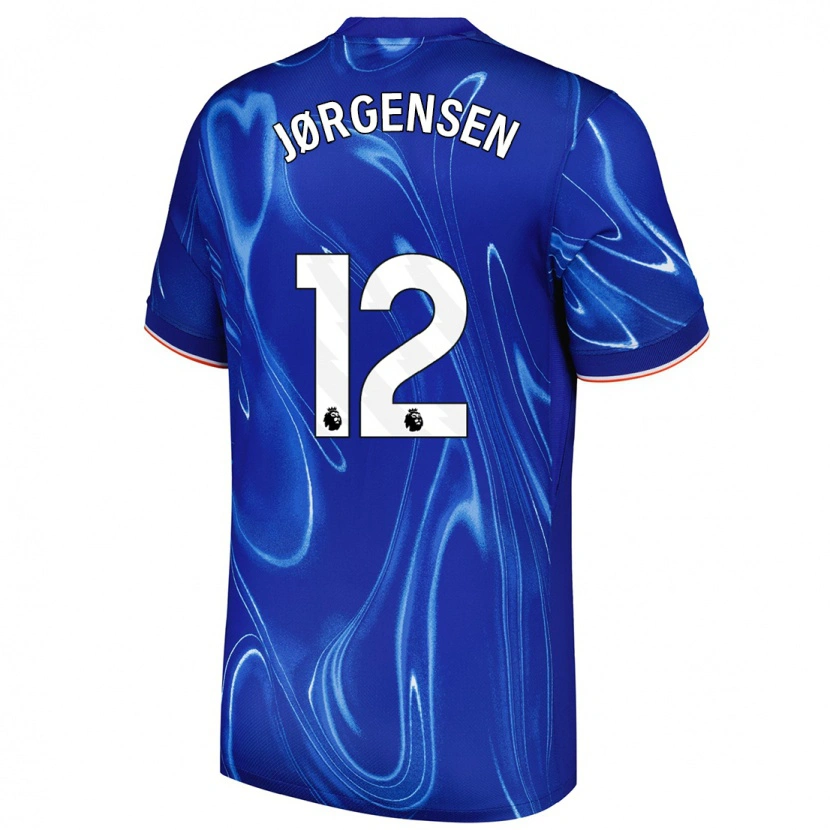 Danxen Mænd Filip Jørgensen #12 Blå Hvid Hjemmebane Spillertrøjer 2024/25 Trøje T-Shirt