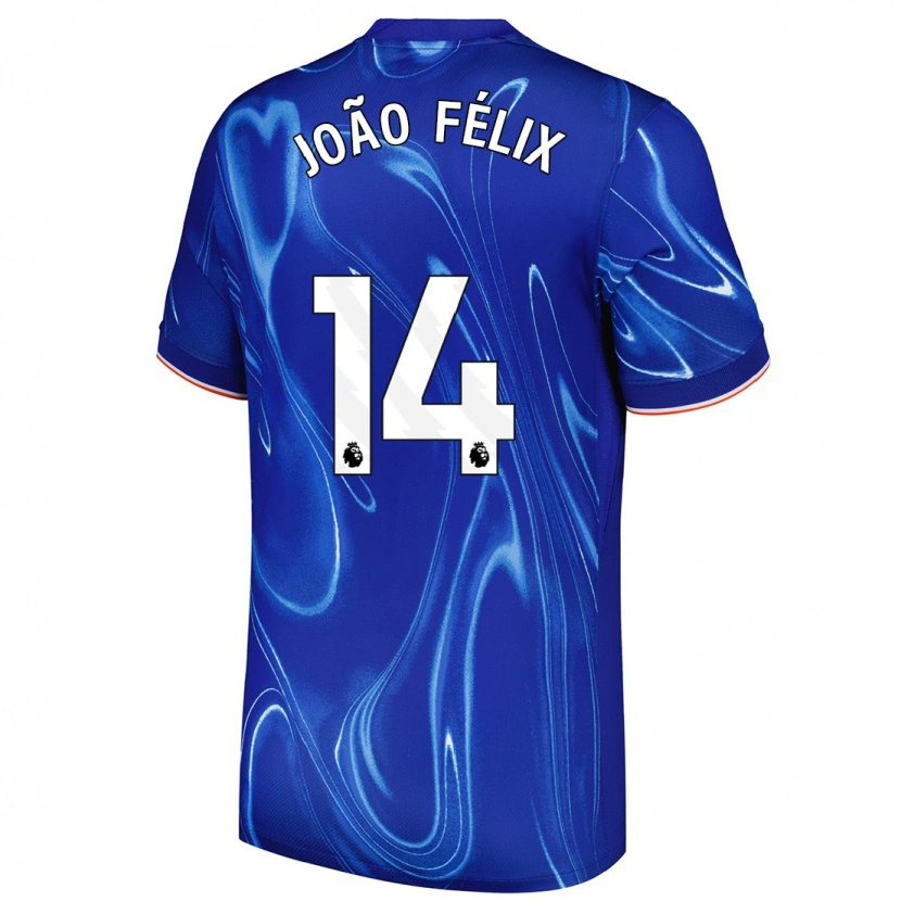 Danxen Mænd João Félix #14 Blå Hvid Hjemmebane Spillertrøjer 2024/25 Trøje T-Shirt