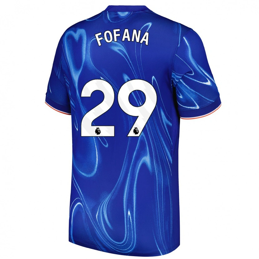 Danxen Mænd Wesley Fofana #29 Blå Hvid Hjemmebane Spillertrøjer 2024/25 Trøje T-Shirt