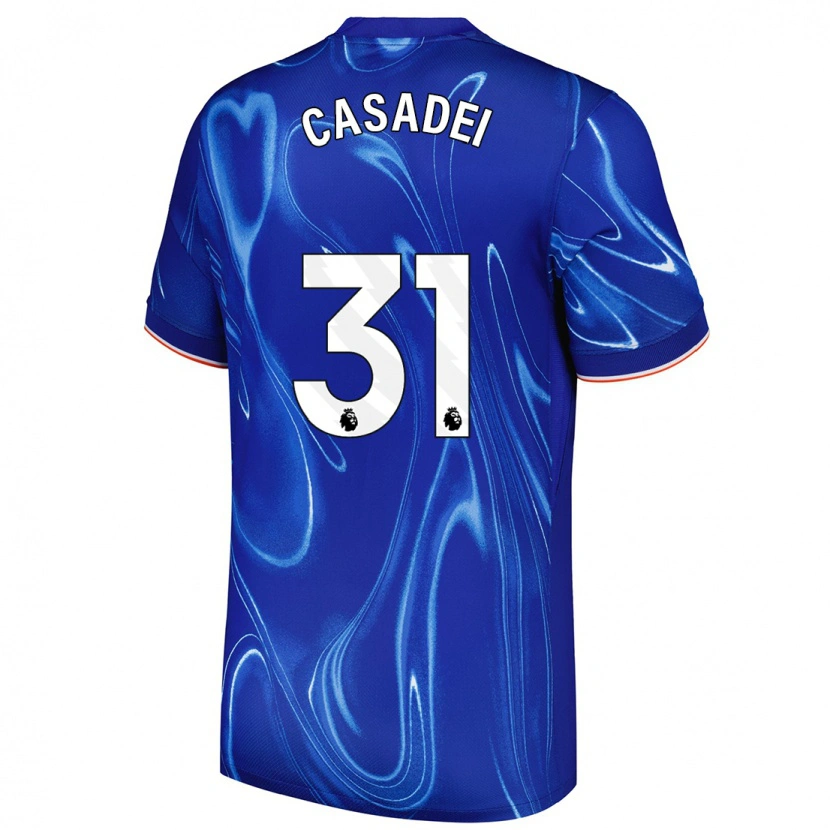 Danxen Mænd Cesare Casadei #31 Blå Hvid Hjemmebane Spillertrøjer 2024/25 Trøje T-Shirt
