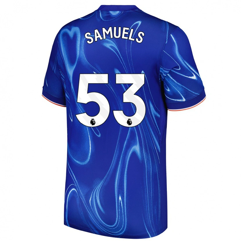 Danxen Mænd Ishé Samuels-Smith #53 Blå Hvid Hjemmebane Spillertrøjer 2024/25 Trøje T-Shirt