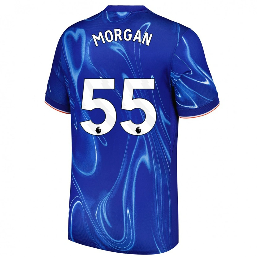 Danxen Mænd Jimmy-Jay Morgan #55 Blå Hvid Hjemmebane Spillertrøjer 2024/25 Trøje T-Shirt