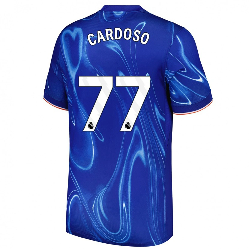 Danxen Mænd Leo Cardoso #77 Blå Hvid Hjemmebane Spillertrøjer 2024/25 Trøje T-Shirt
