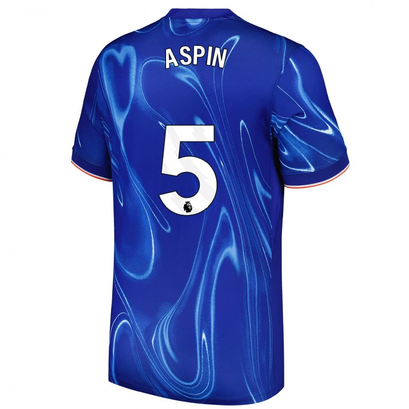 Danxen Mænd Brooke Aspin #5 Blå Hvid Hjemmebane Spillertrøjer 2024/25 Trøje T-Shirt