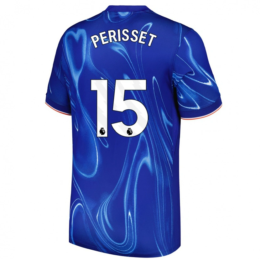 Danxen Mænd Ève Périsset #15 Blå Hvid Hjemmebane Spillertrøjer 2024/25 Trøje T-Shirt