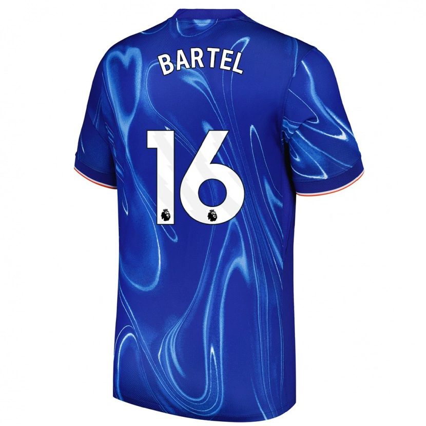 Danxen Mænd Júlia Bartel #16 Blå Hvid Hjemmebane Spillertrøjer 2024/25 Trøje T-Shirt