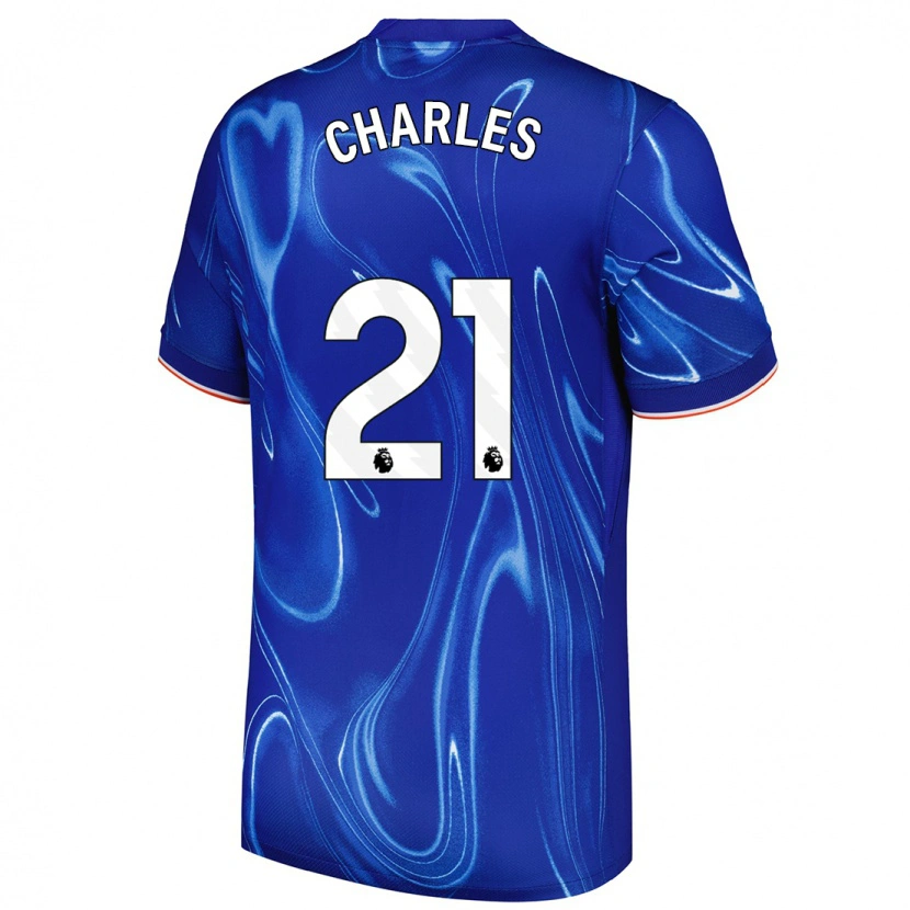 Danxen Mænd Niamh Charles #21 Blå Hvid Hjemmebane Spillertrøjer 2024/25 Trøje T-Shirt