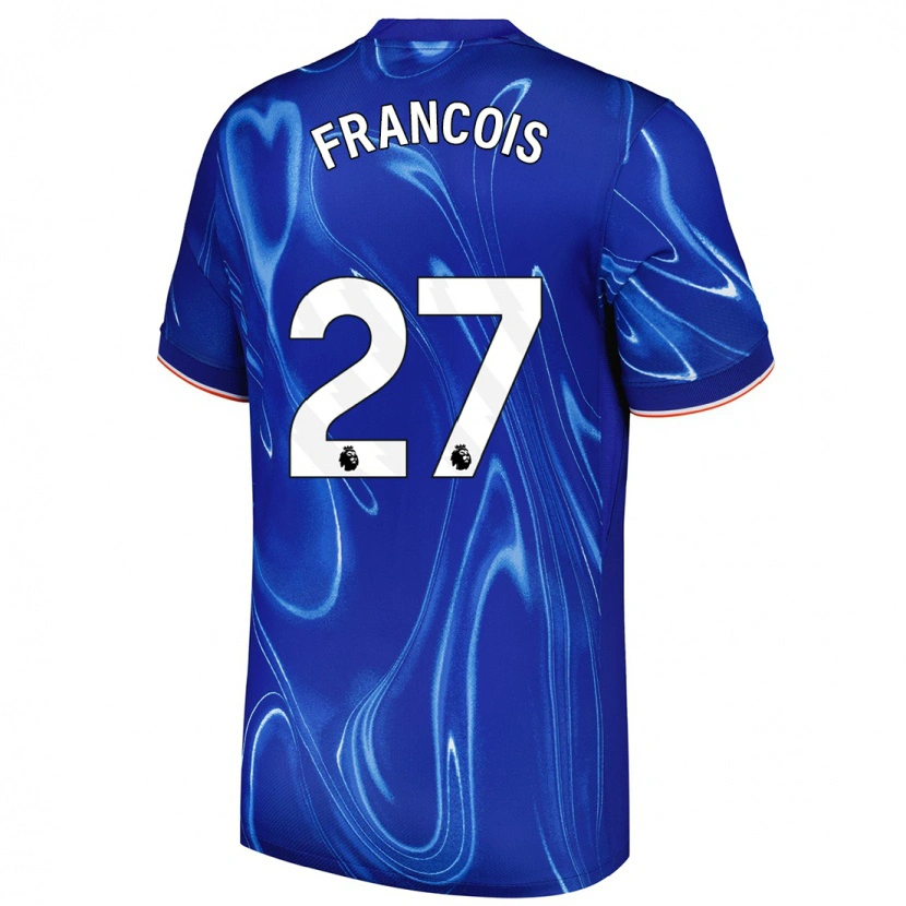 Danxen Mænd Oriane Jean-François #27 Blå Hvid Hjemmebane Spillertrøjer 2024/25 Trøje T-Shirt