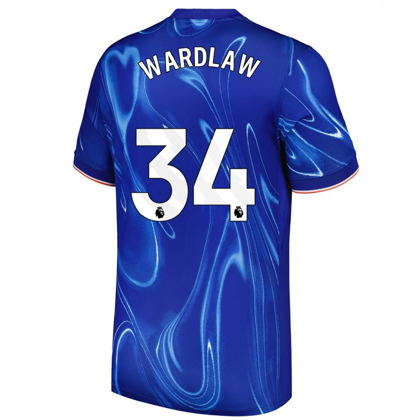 Danxen Mænd Charlotte Wardlaw #34 Blå Hvid Hjemmebane Spillertrøjer 2024/25 Trøje T-Shirt