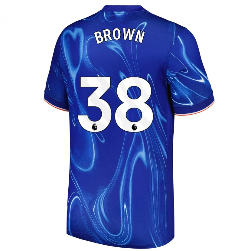 Danxen Mænd Cerys Brown #38 Blå Hvid Hjemmebane Spillertrøjer 2024/25 Trøje T-Shirt