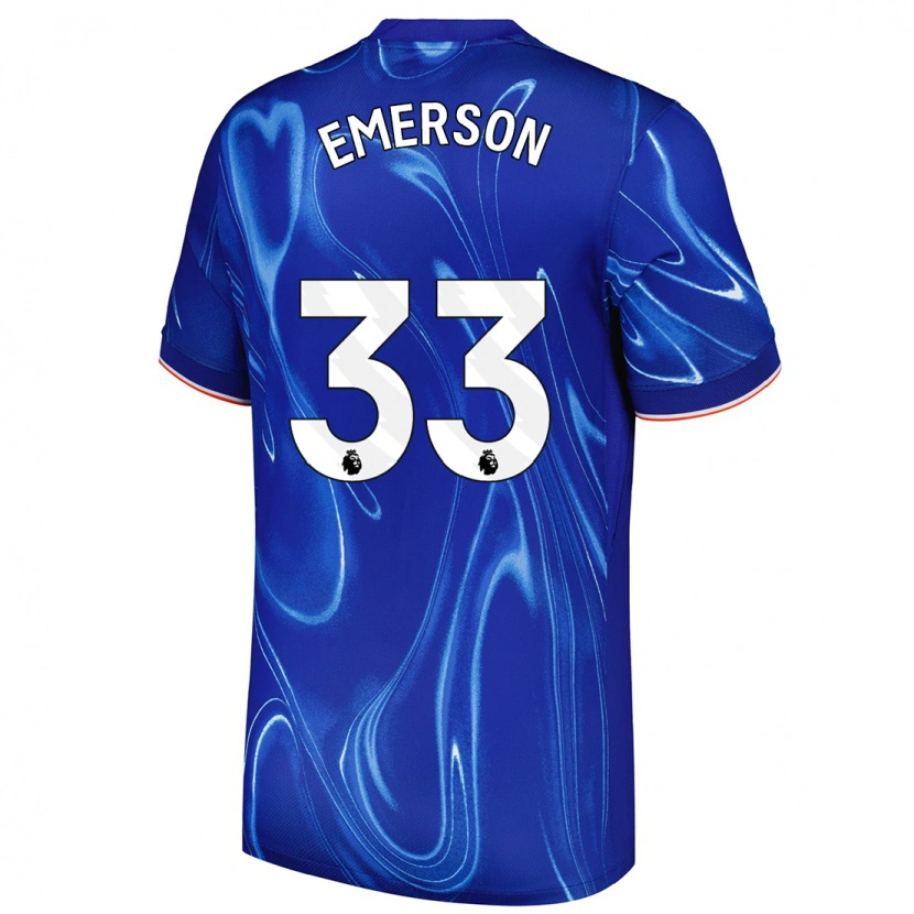 Danxen Mænd Emerson #33 Blå Hvid Hjemmebane Spillertrøjer 2024/25 Trøje T-Shirt