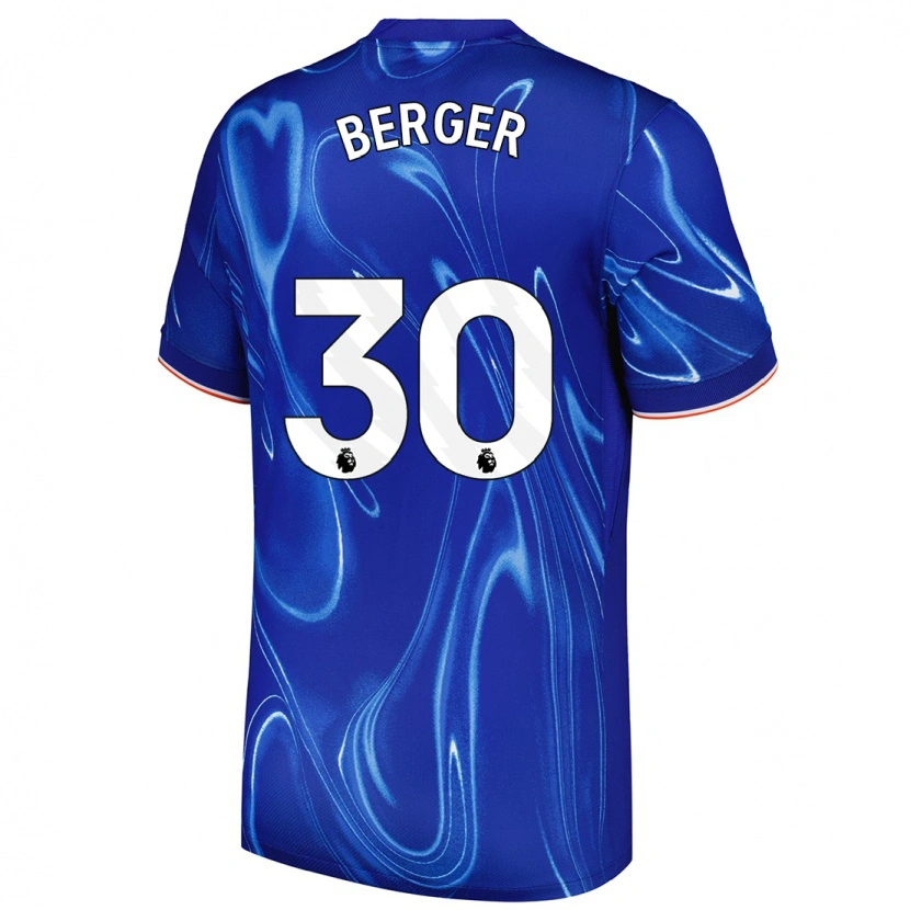 Danxen Mænd Ann-Katrin Berger #30 Blå Hvid Hjemmebane Spillertrøjer 2024/25 Trøje T-Shirt