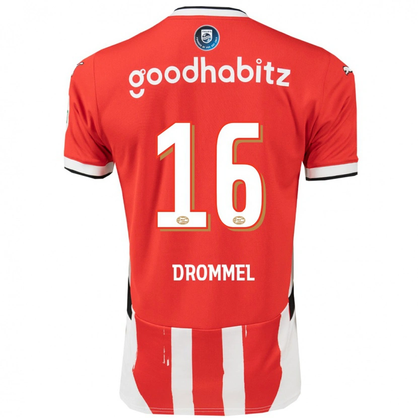 Danxen Mænd Joël Drommel #16 Rød Hvid Hjemmebane Spillertrøjer 2024/25 Trøje T-Shirt