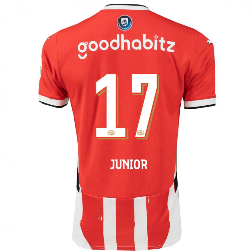 Danxen Mænd Mauro Júnior #17 Rød Hvid Hjemmebane Spillertrøjer 2024/25 Trøje T-Shirt