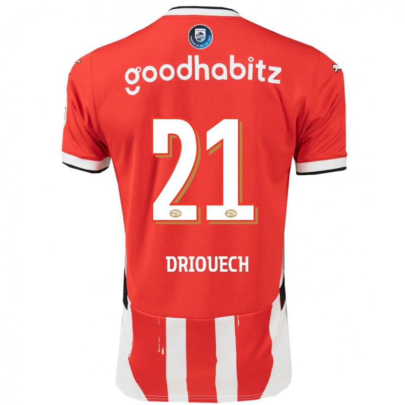 Danxen Mænd Couhaib Driouech #21 Rød Hvid Hjemmebane Spillertrøjer 2024/25 Trøje T-Shirt