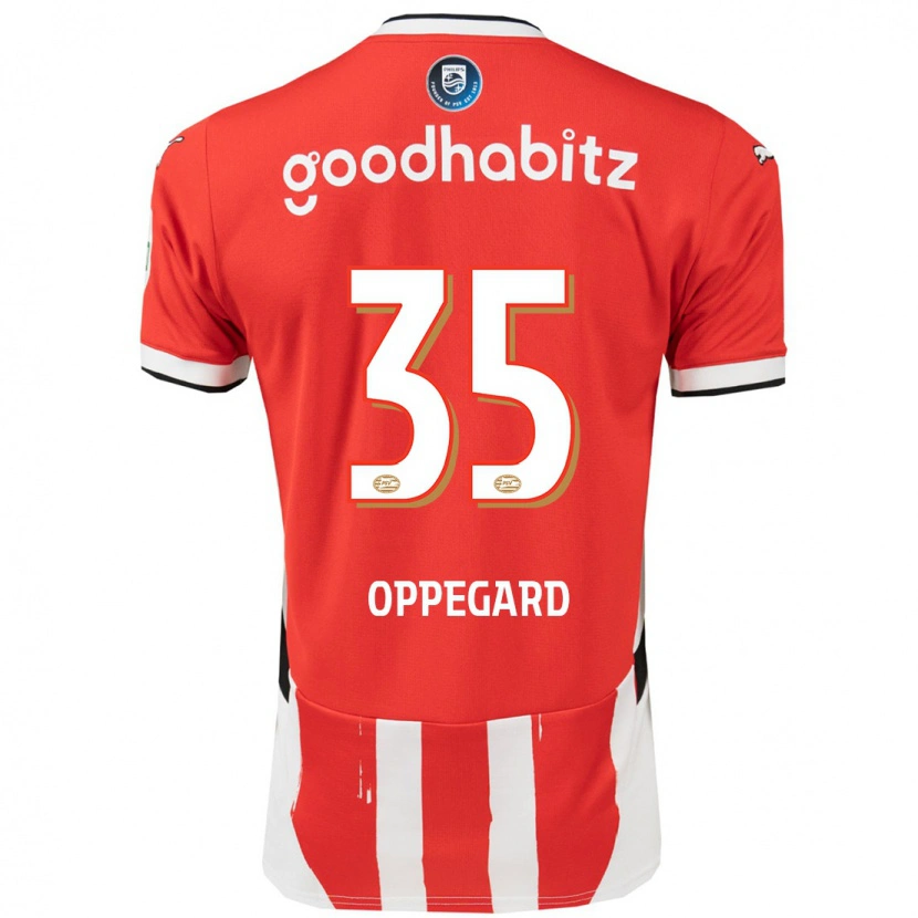 Danxen Mænd Fredrik Oppegård #35 Rød Hvid Hjemmebane Spillertrøjer 2024/25 Trøje T-Shirt