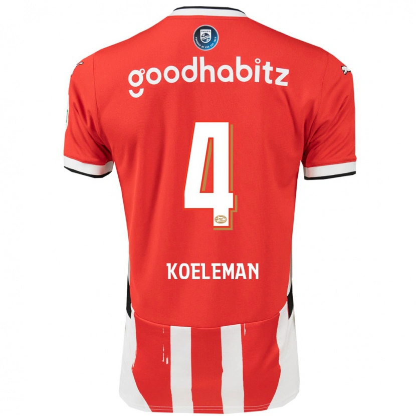 Danxen Mænd Senna Koeleman #4 Rød Hvid Hjemmebane Spillertrøjer 2024/25 Trøje T-Shirt