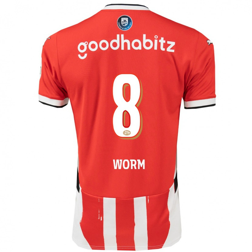 Danxen Mænd Siri Worm #8 Rød Hvid Hjemmebane Spillertrøjer 2024/25 Trøje T-Shirt