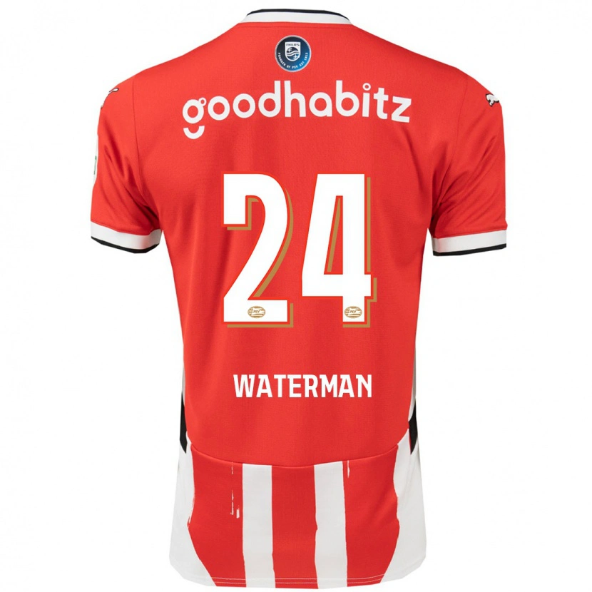 Danxen Mænd Boy Waterman #24 Rød Hvid Hjemmebane Spillertrøjer 2024/25 Trøje T-Shirt