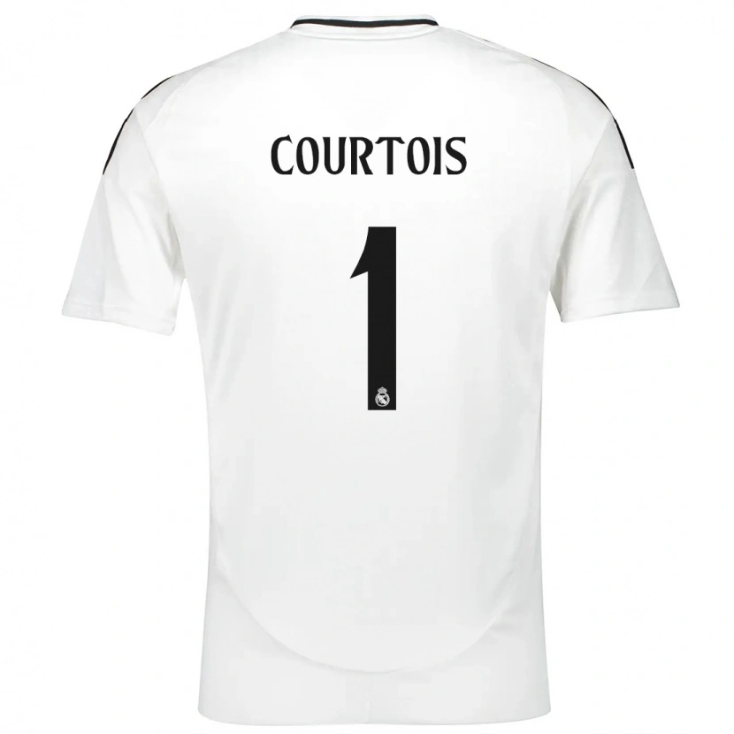 Danxen Mænd Thibaut Courtois #1 Hvid Hjemmebane Spillertrøjer 2024/25 Trøje T-Shirt