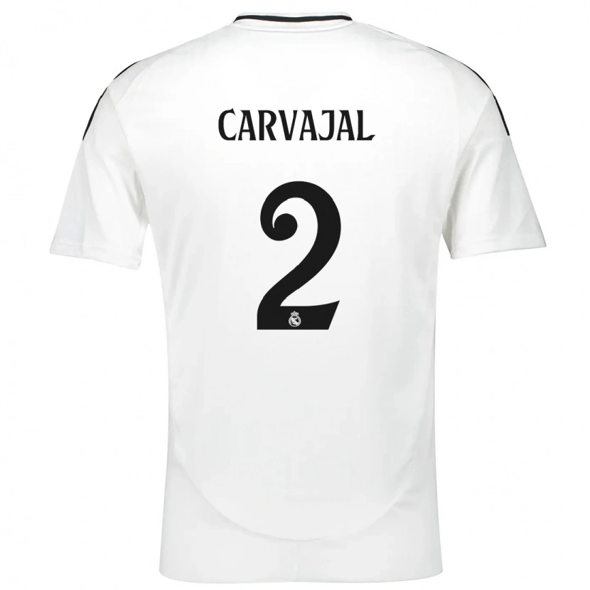 Danxen Mænd Daniel Carvajal #2 Hvid Hjemmebane Spillertrøjer 2024/25 Trøje T-Shirt